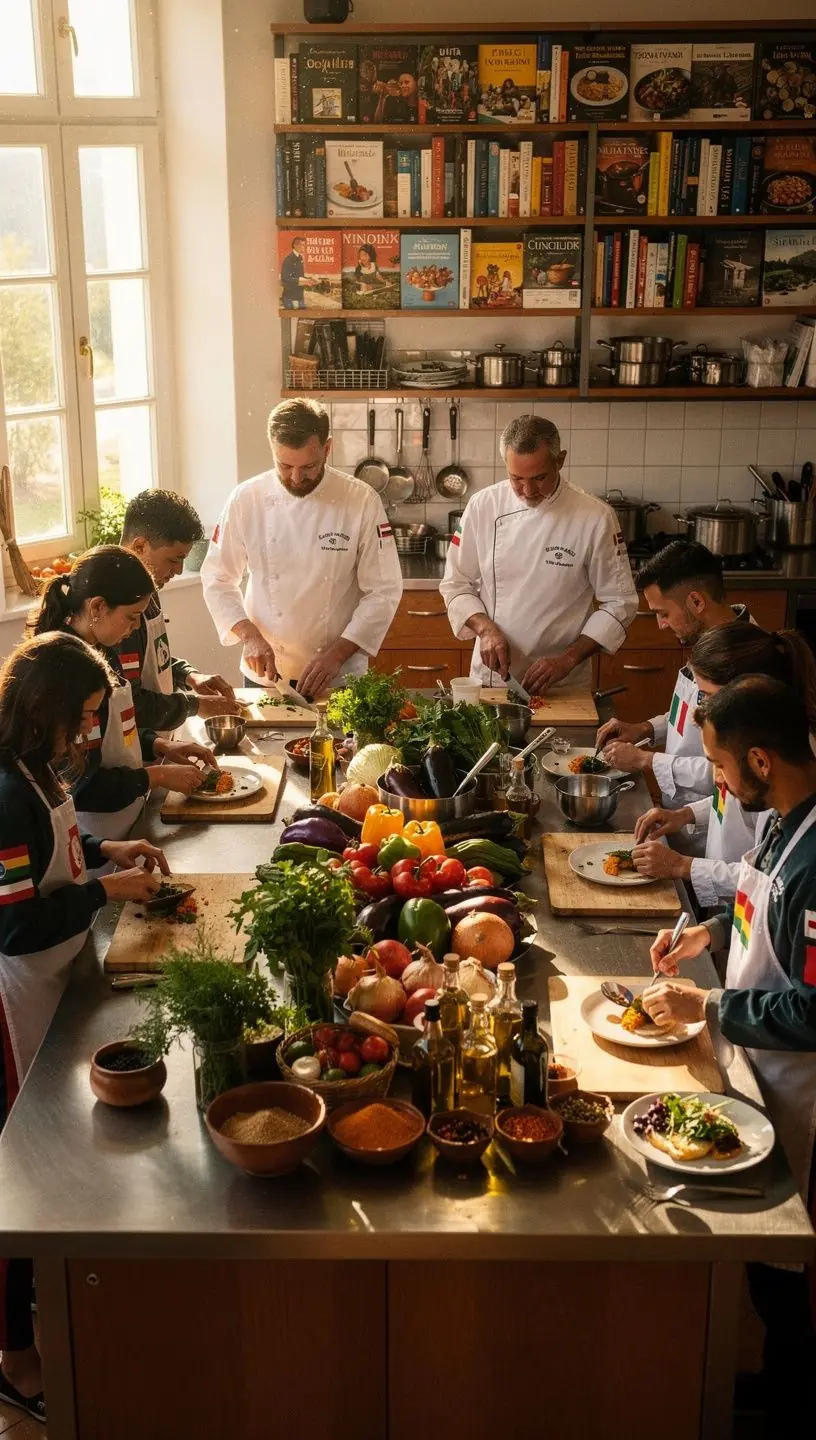 Ein erfahrener Koch, der asiatische Zutaten in einer modernen Küche zubereitet.