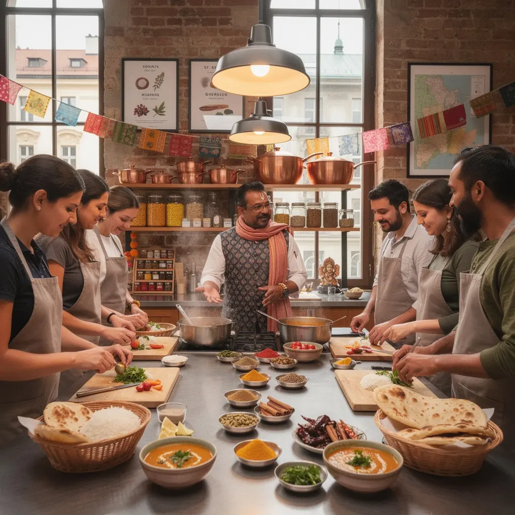 Studenten in einer modernen KГјche experimentieren mit asiatischen Kochtechniken und Zutaten.