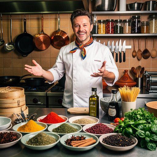 Eine Vielfalt von frischen Meeresfrüchten, die für eine mediterrane Speise vorbereitet werden.